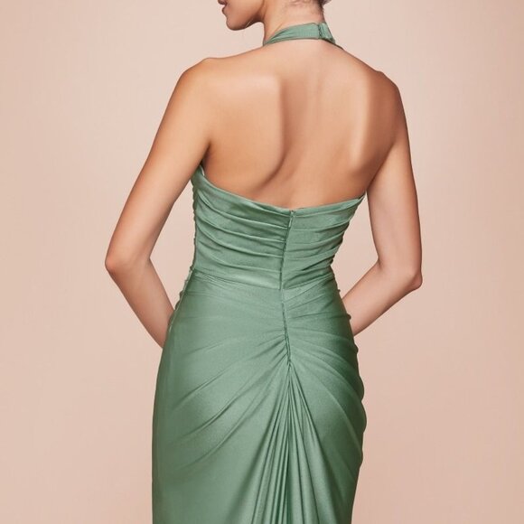 Halter bridesmaid dresses.Maid of honor party formal prom gala military ball red - Picture 7 of 13